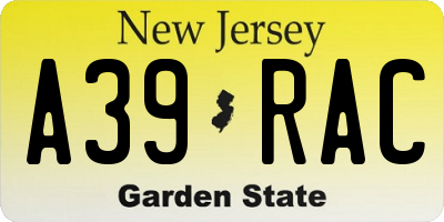 NJ license plate A39RAC