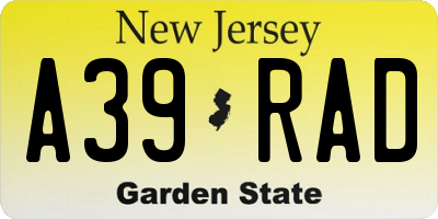 NJ license plate A39RAD