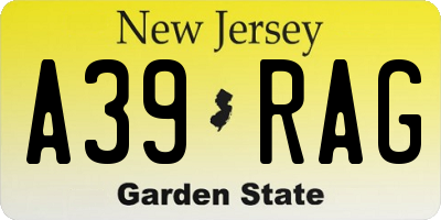 NJ license plate A39RAG