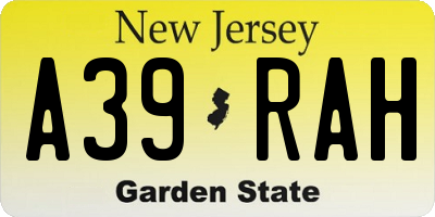 NJ license plate A39RAH
