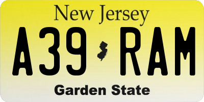 NJ license plate A39RAM