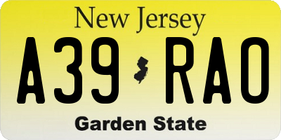 NJ license plate A39RAO