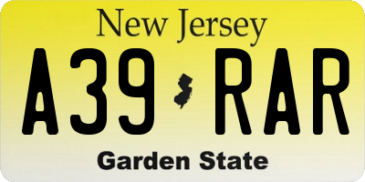 NJ license plate A39RAR