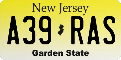 NJ license plate A39RAS