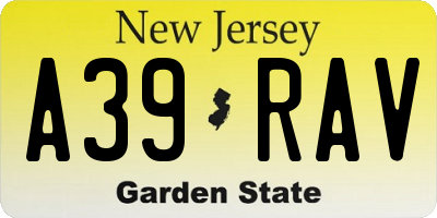NJ license plate A39RAV