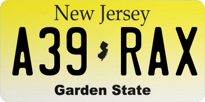 NJ license plate A39RAX