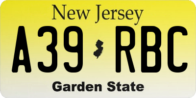 NJ license plate A39RBC