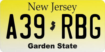 NJ license plate A39RBG