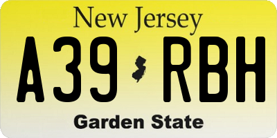 NJ license plate A39RBH
