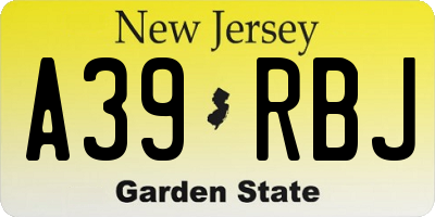 NJ license plate A39RBJ