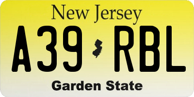 NJ license plate A39RBL