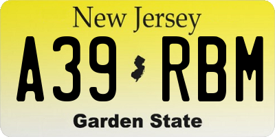NJ license plate A39RBM