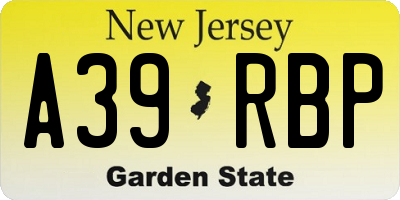 NJ license plate A39RBP
