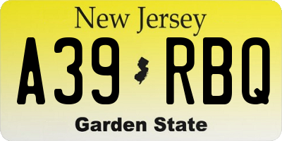 NJ license plate A39RBQ