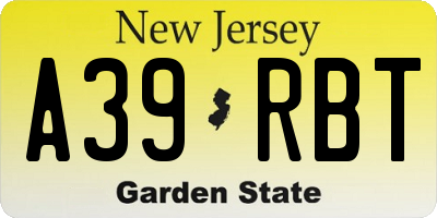 NJ license plate A39RBT