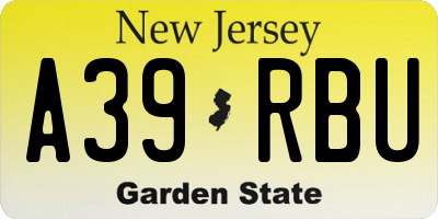 NJ license plate A39RBU