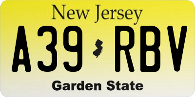NJ license plate A39RBV