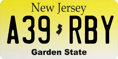 NJ license plate A39RBY