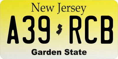 NJ license plate A39RCB