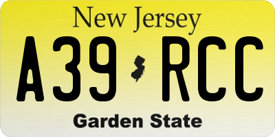 NJ license plate A39RCC