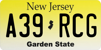 NJ license plate A39RCG