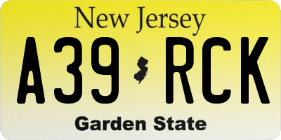 NJ license plate A39RCK