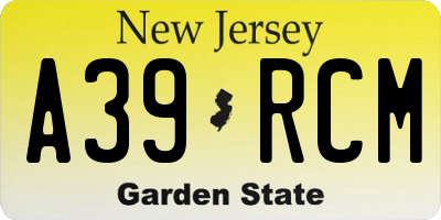 NJ license plate A39RCM