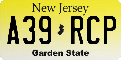 NJ license plate A39RCP