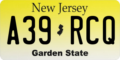 NJ license plate A39RCQ