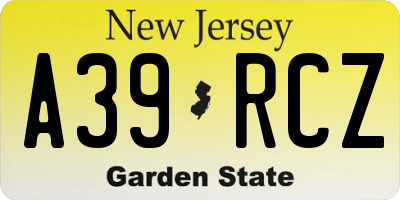 NJ license plate A39RCZ
