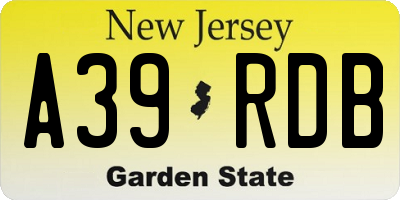 NJ license plate A39RDB