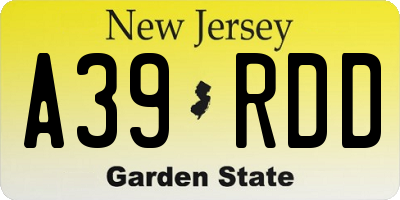 NJ license plate A39RDD