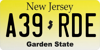 NJ license plate A39RDE