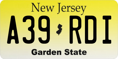 NJ license plate A39RDI