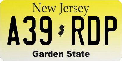 NJ license plate A39RDP