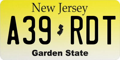 NJ license plate A39RDT