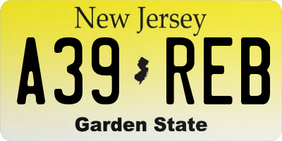 NJ license plate A39REB