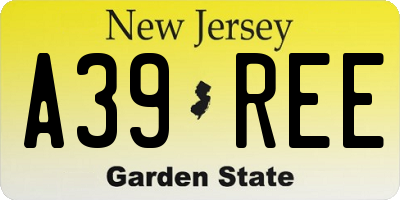 NJ license plate A39REE