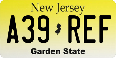 NJ license plate A39REF