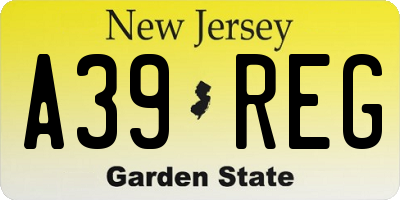 NJ license plate A39REG