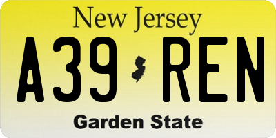 NJ license plate A39REN