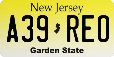 NJ license plate A39REO