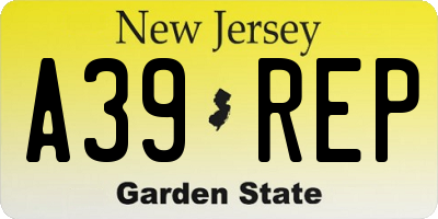 NJ license plate A39REP