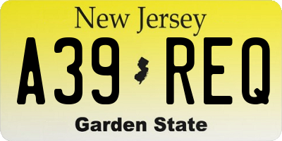 NJ license plate A39REQ