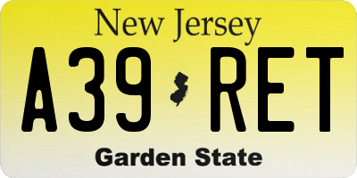 NJ license plate A39RET