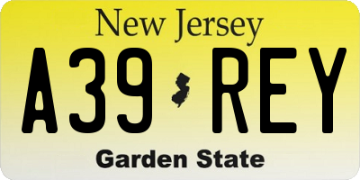 NJ license plate A39REY