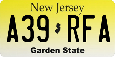 NJ license plate A39RFA