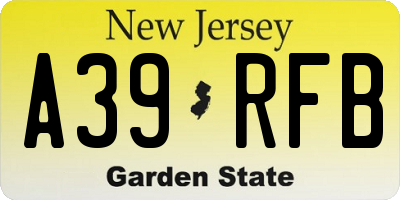 NJ license plate A39RFB