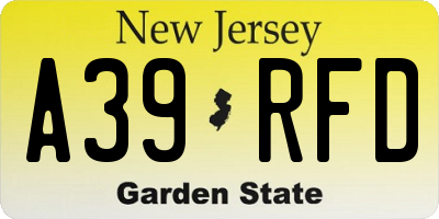 NJ license plate A39RFD