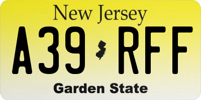 NJ license plate A39RFF